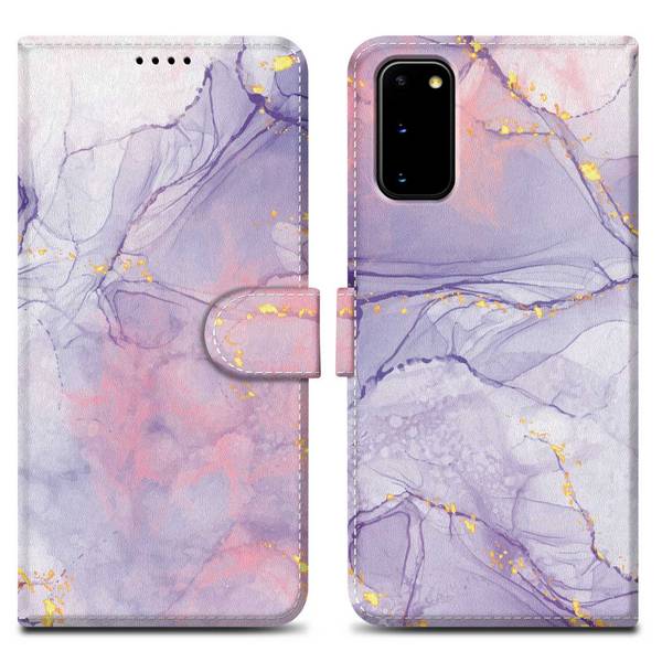 Cadorabo Schutzhülle für Samsung Galaxy S20 Hülle Design Lila Handyhülle Schutzhülle Etui Magnetisch Case Cover
