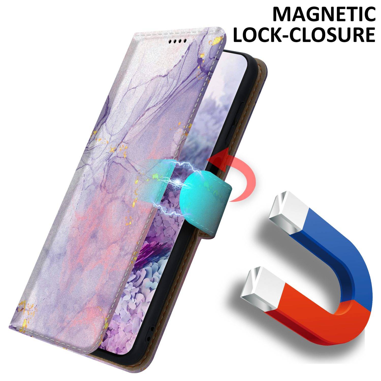 Cadorabo Schutzhülle für Samsung Galaxy S20 Hülle Design Lila Handyhülle Schutzhülle Etui Magnetisch Case Cover-2