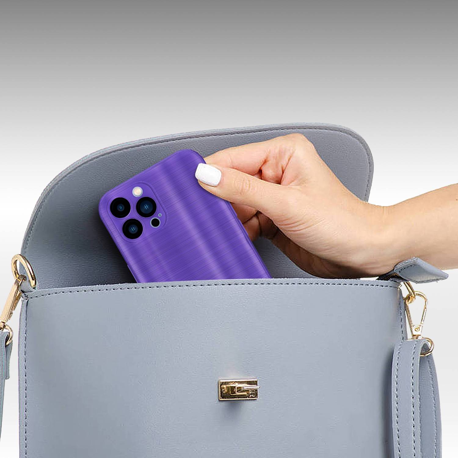 Cadorabo Hülle für Apple iPhone 13 PRO MAX Schutz Hülle in Lila Handyhülle TPU Silikon Etui Case-3