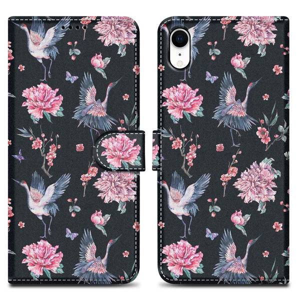 Cadorabo Schutzhülle für Apple iPhone XR Hülle Design Schwarz Handyhülle Schutzhülle Etui Magnetisch Case Cover
