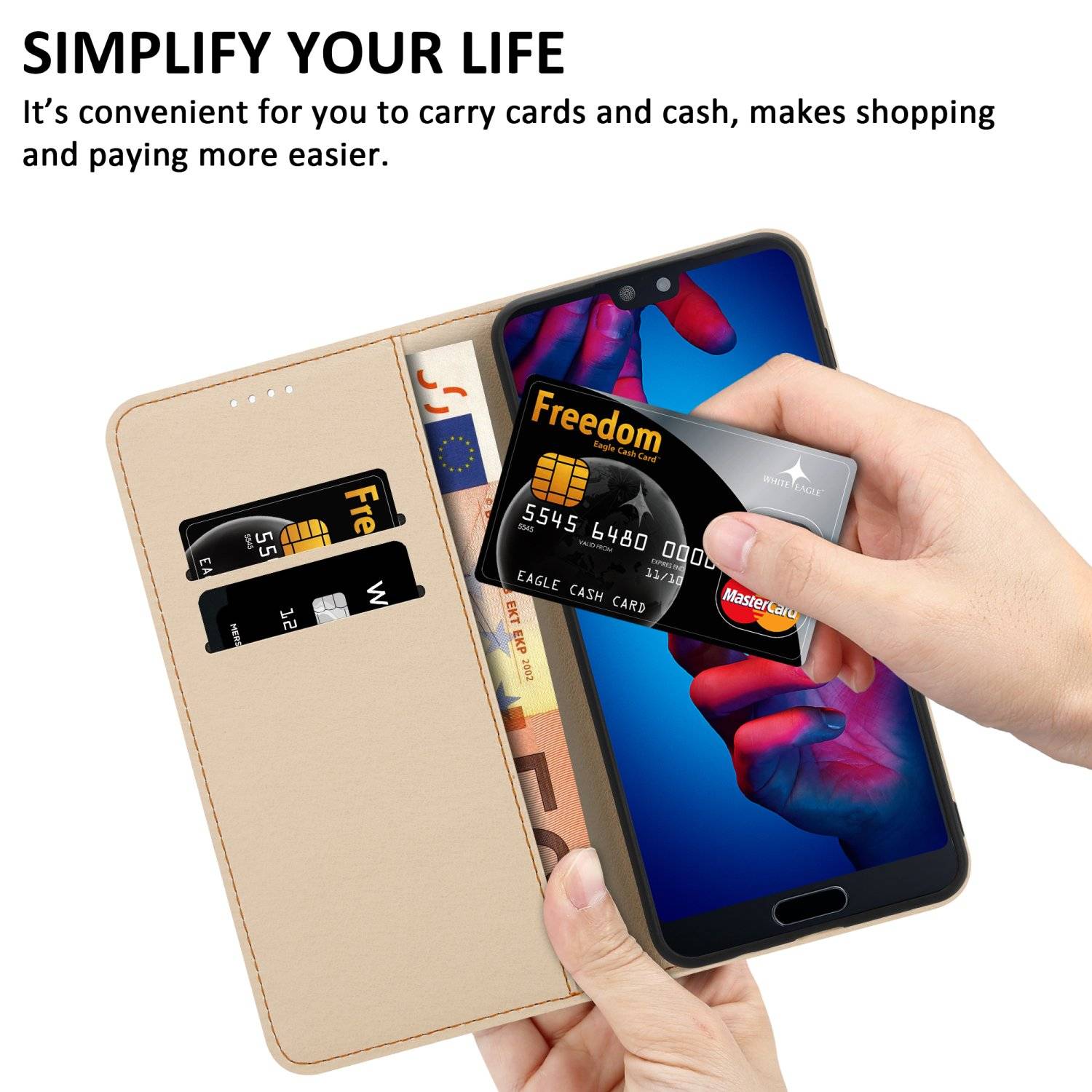 Cadorabo Schutzhülle für Huawei P20 Hülle Design Schwarz Handyhülle Schutzhülle Etui Magnetisch Case Cover-1