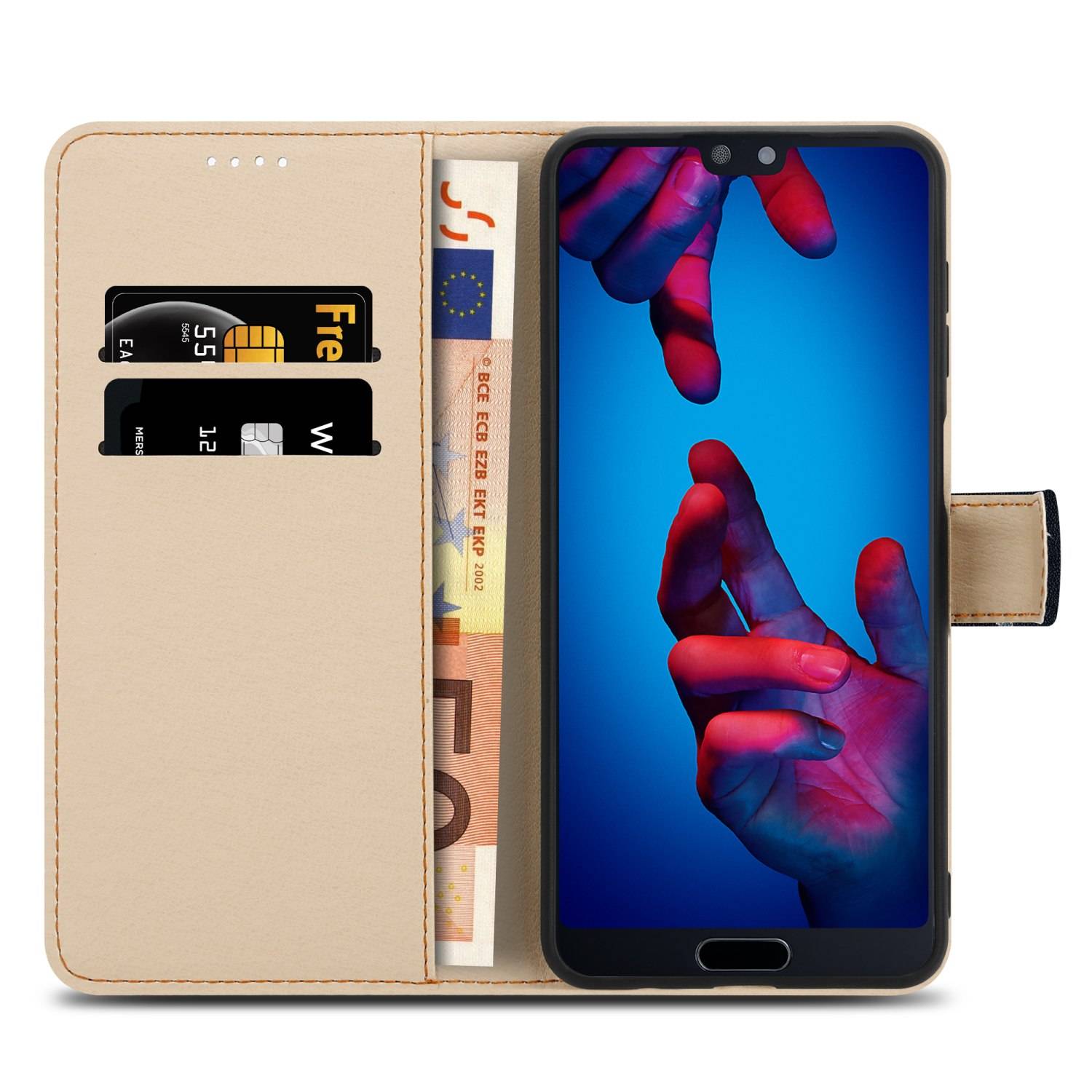 Cadorabo Schutzhülle für Huawei P20 Hülle Design Schwarz Handyhülle Schutzhülle Etui Magnetisch Case Cover-3