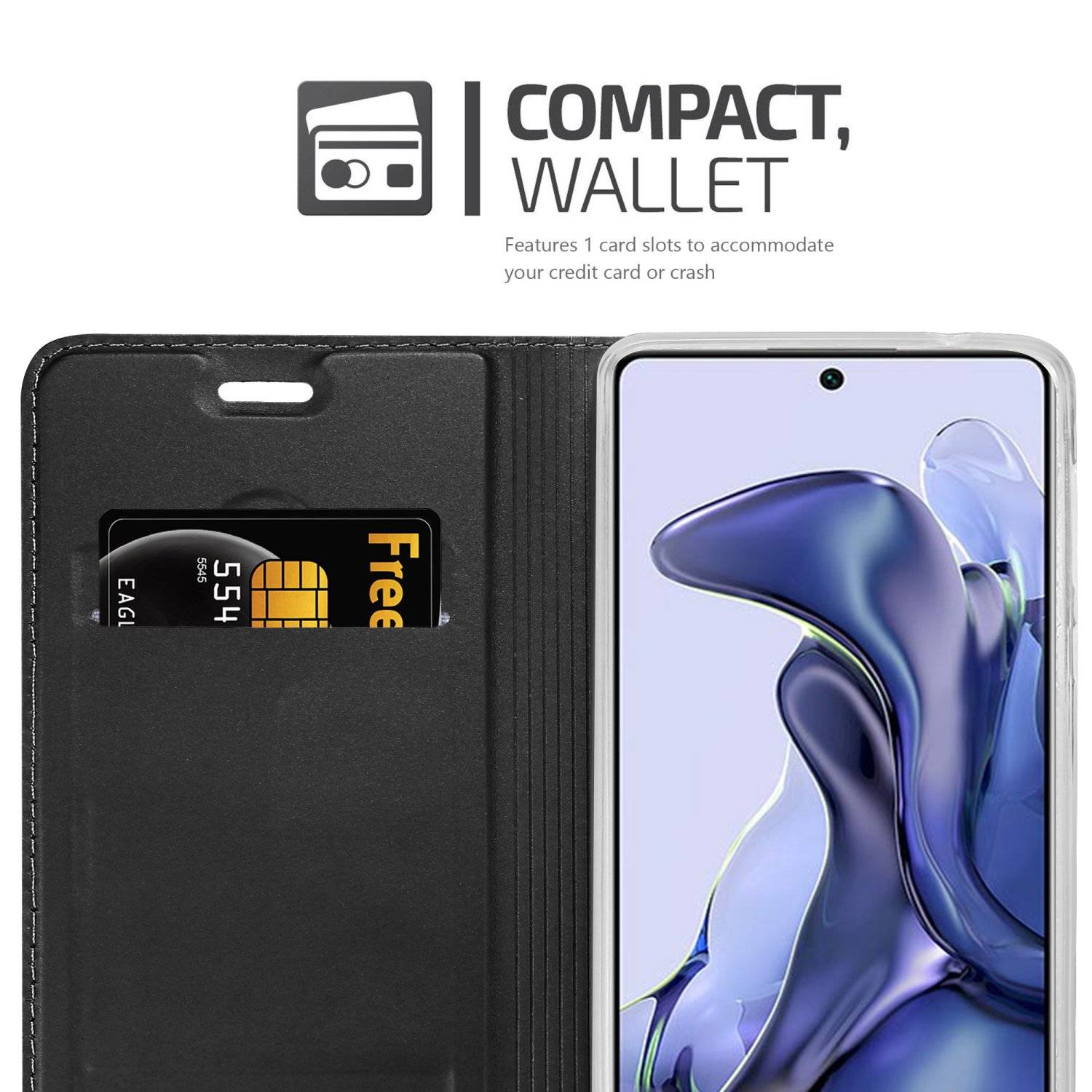Cadorabo Handyhülle für Xiaomi 11T / 11T PRO Schutz Hülle in Schwarz Cover Etui Book Case Booklet-4