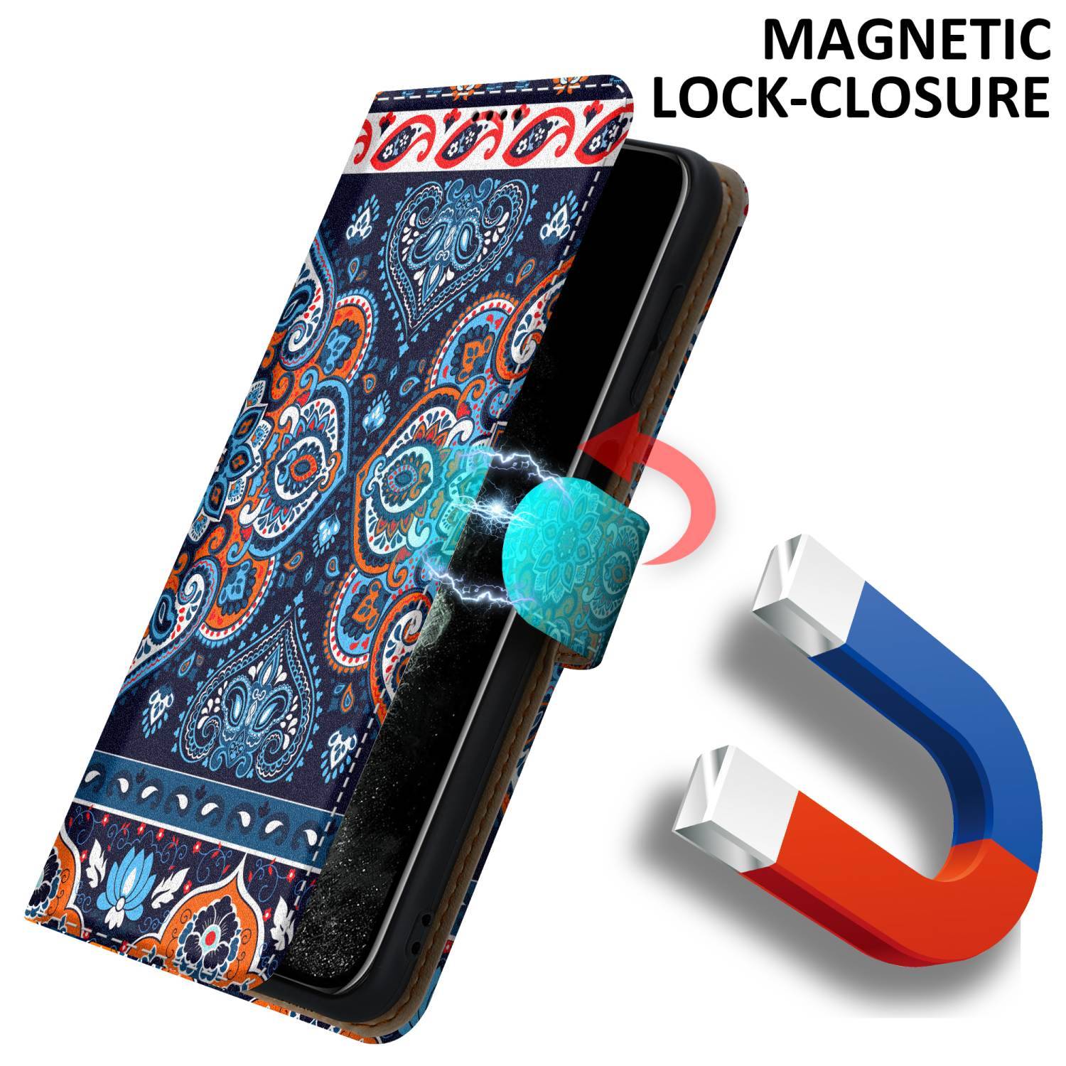 Cadorabo Schutzhülle für Apple iPhone 11 PRO MAX Hülle Design Blau Handyhülle Schutzhülle Etui Magnetisch Case Cover-3
