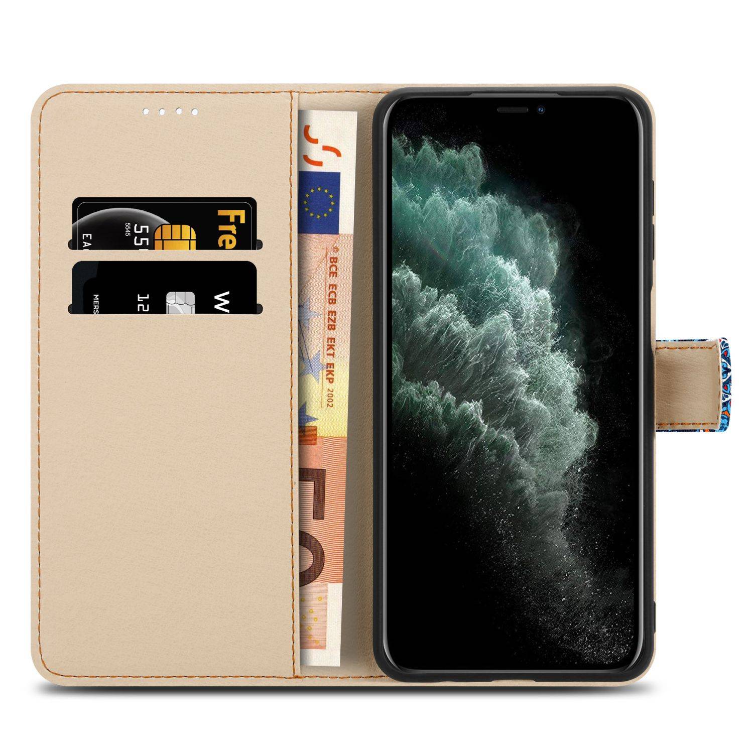 Cadorabo Schutzhülle für Apple iPhone 11 PRO MAX Hülle Design Blau Handyhülle Schutzhülle Etui Magnetisch Case Cover-4