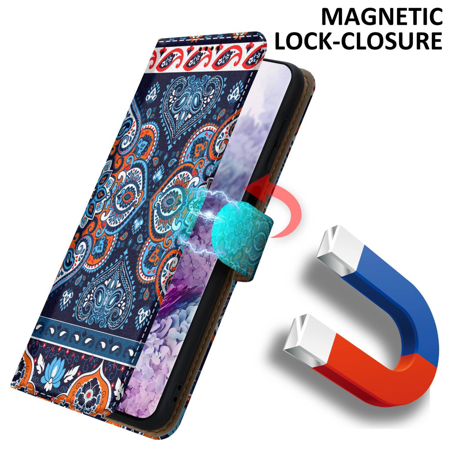 Cadorabo Schutzhülle für Samsung Galaxy S20 Hülle Design Blau Handyhülle Schutzhülle Etui Magnetisch Case Cover-2
