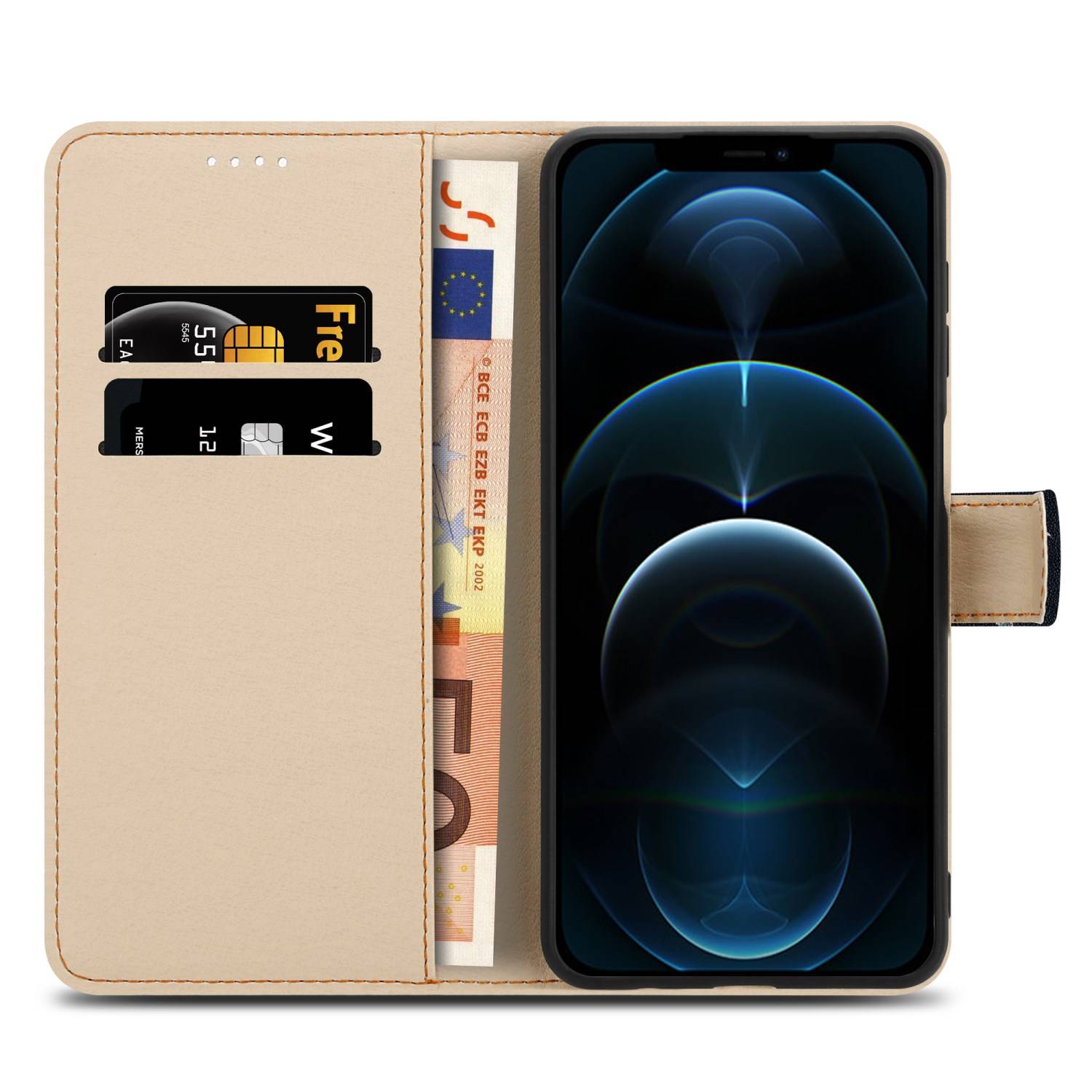 Cadorabo Schutzhülle für Apple iPhone 13 PRO MAX Hülle Design Schwarz Handyhülle Schutzhülle Etui Magnetisch Case Cover-4