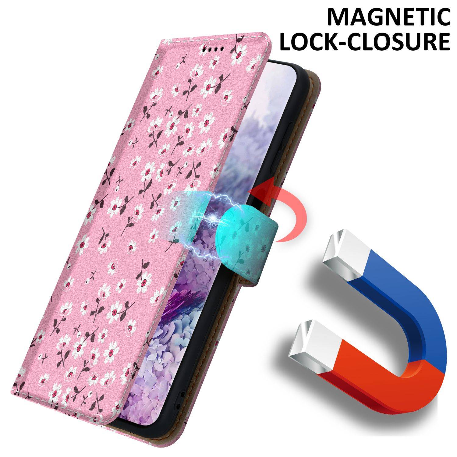 Cadorabo Schutzhülle für Samsung Galaxy S20 Hülle Design Rosa Handyhülle Schutzhülle Etui Magnetisch Case Cover-2