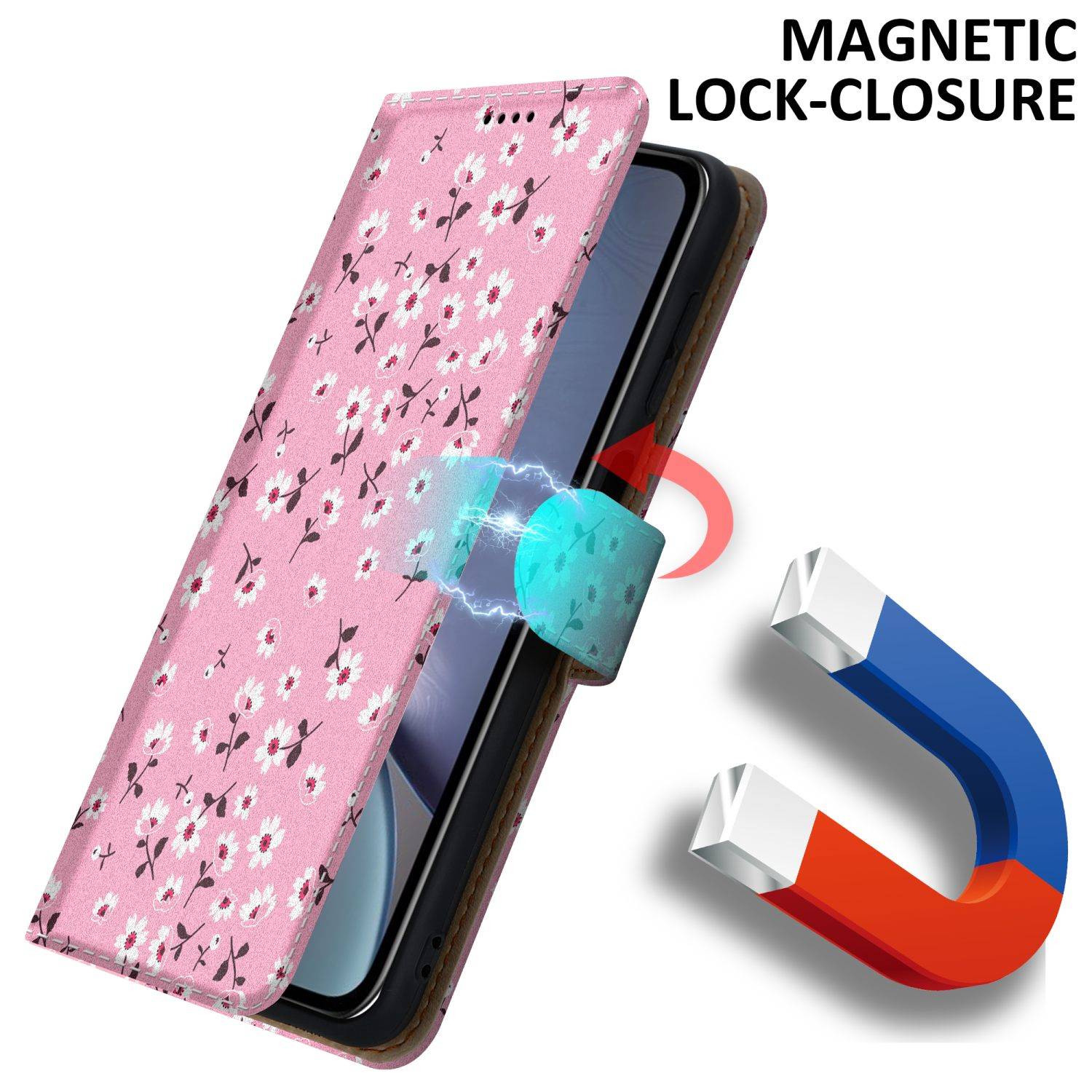 Cadorabo Schutzhülle für Apple iPhone XR Hülle Design Rosa Handyhülle Schutzhülle Etui Magnetisch Case Cover-2