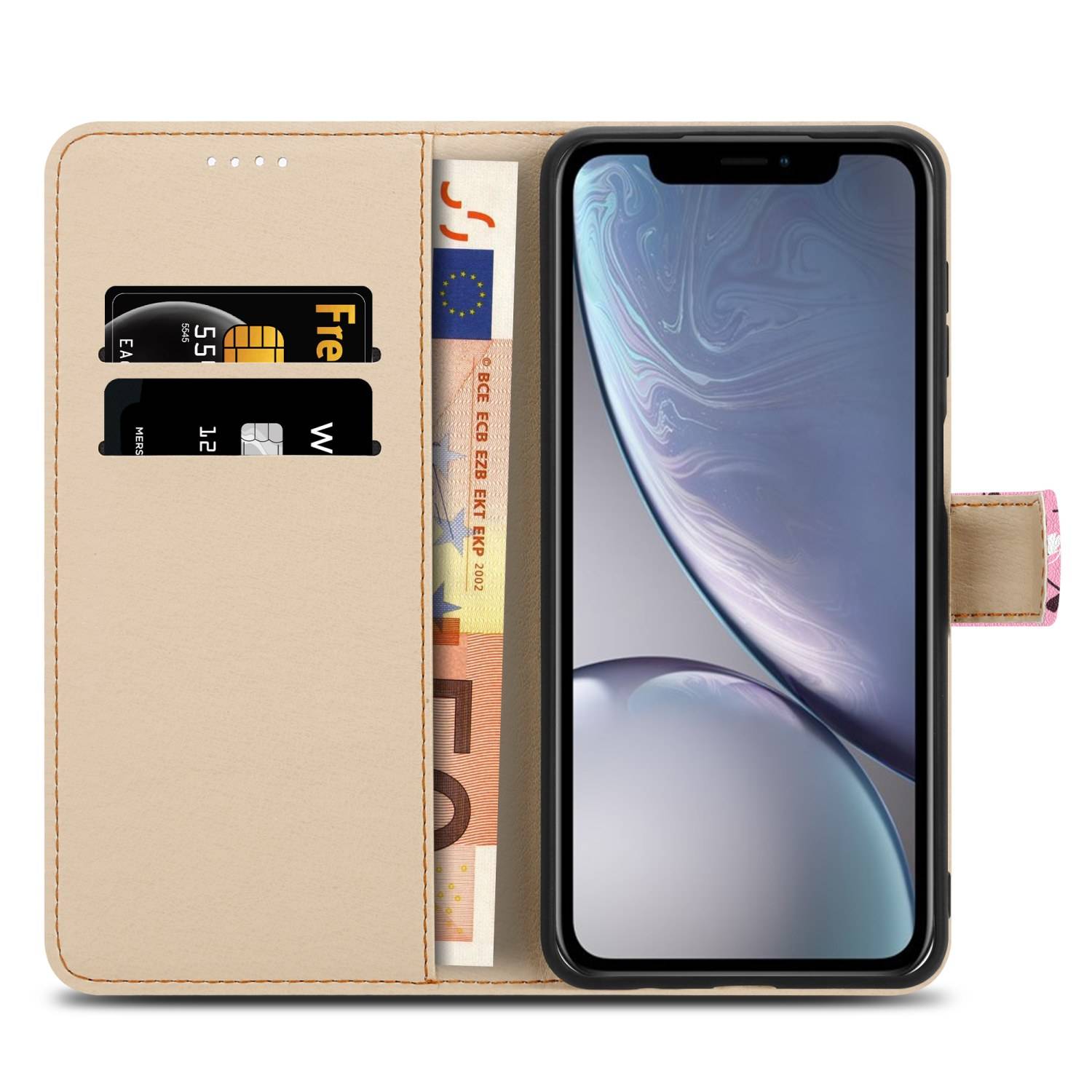 Cadorabo Schutzhülle für Apple iPhone XR Hülle Design Rosa Handyhülle Schutzhülle Etui Magnetisch Case Cover-3