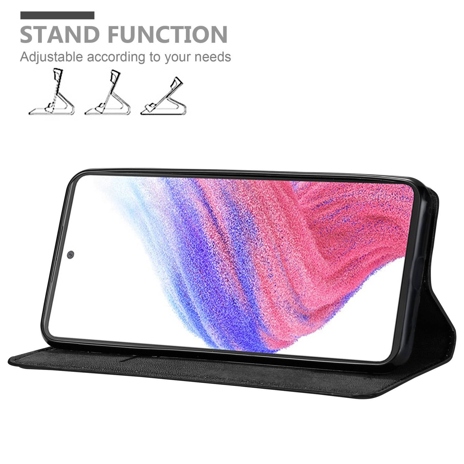 Cadorabo Hülle für Samsung Galaxy A53 5G Schutz Hülle in Schwarz Handyhülle Etui Case Cover Magnetverschluss-1