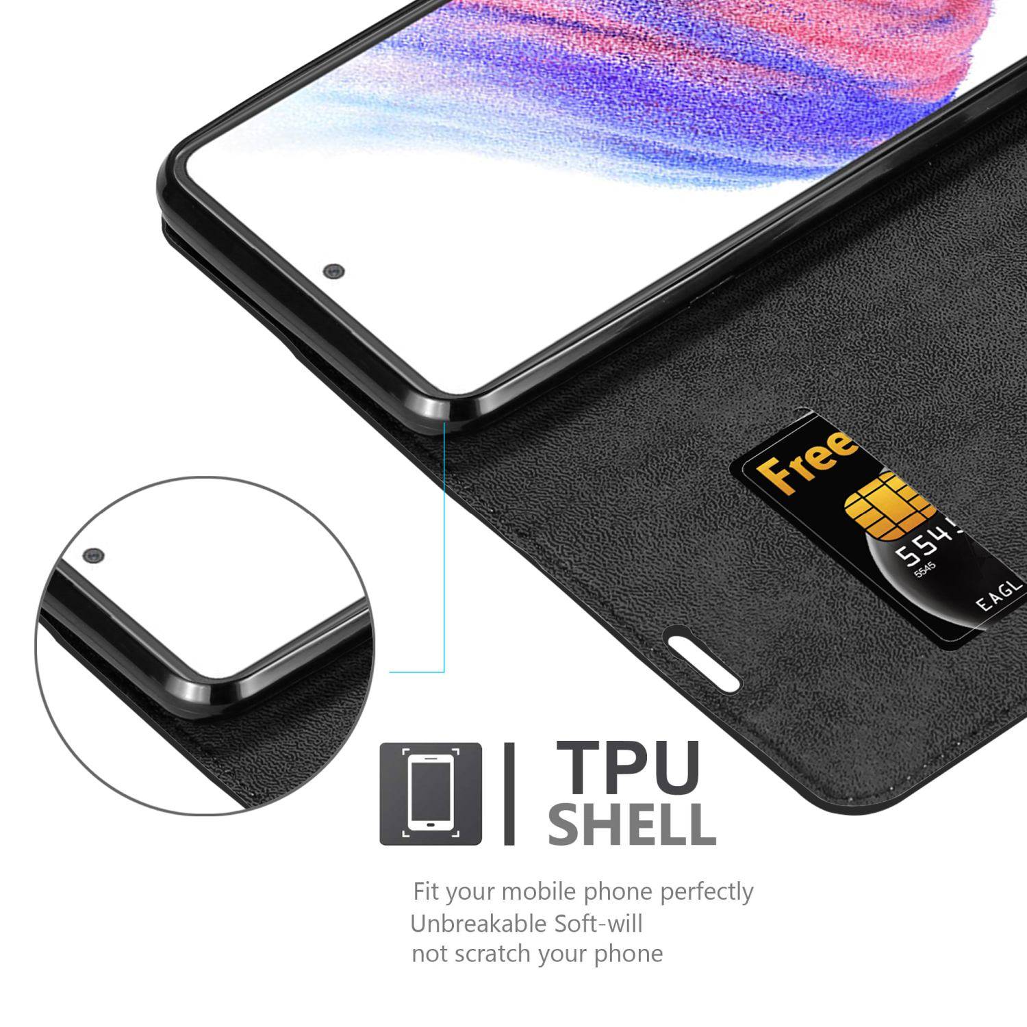 Cadorabo Hülle für Samsung Galaxy A53 5G Schutz Hülle in Schwarz Handyhülle Etui Case Cover Magnetverschluss-3