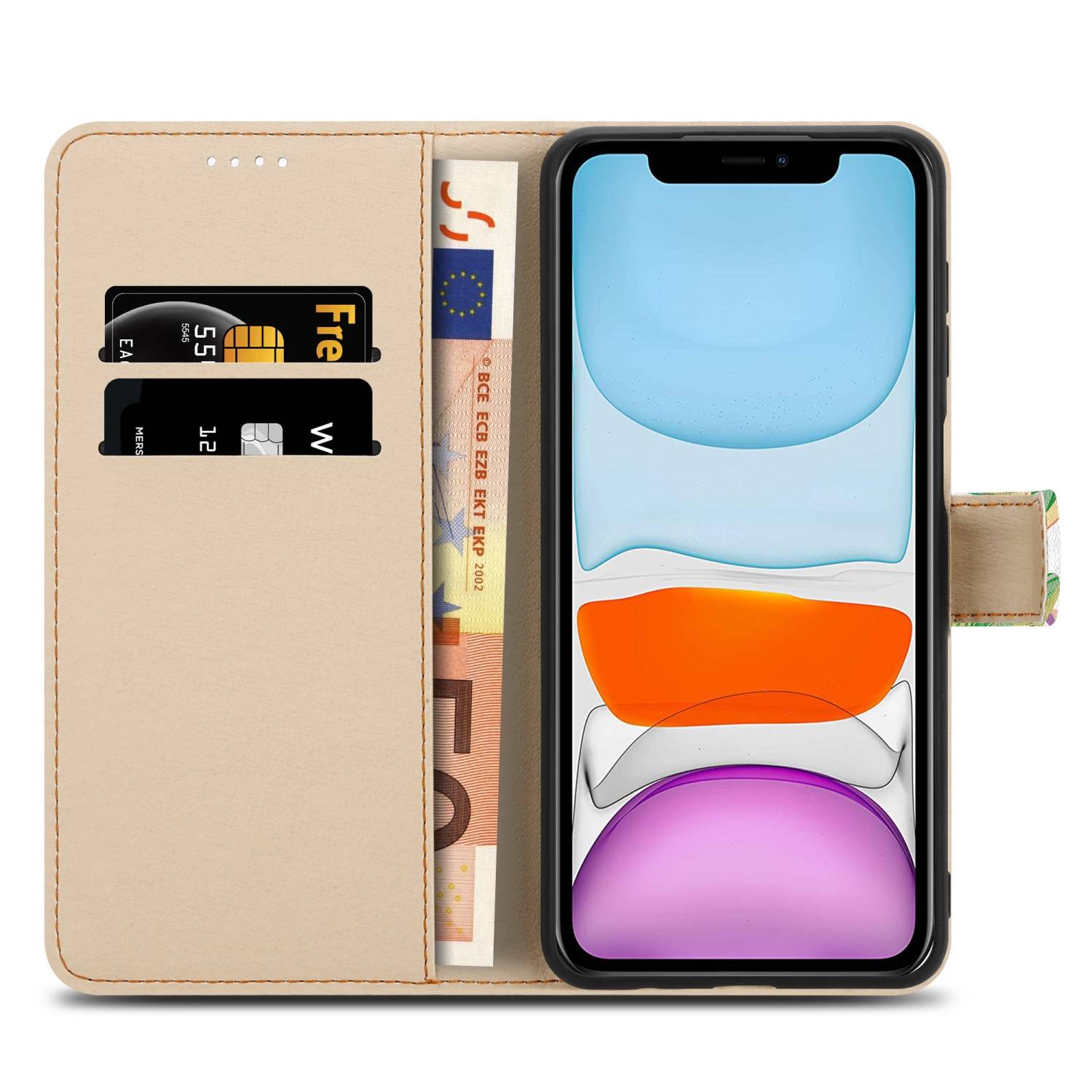 Cadorabo Schutzhülle für Apple iPhone 11 Hülle Design Grüner Regenwald No.8 Handyhülle Schutzhülle Etui Magnetisch Case-4