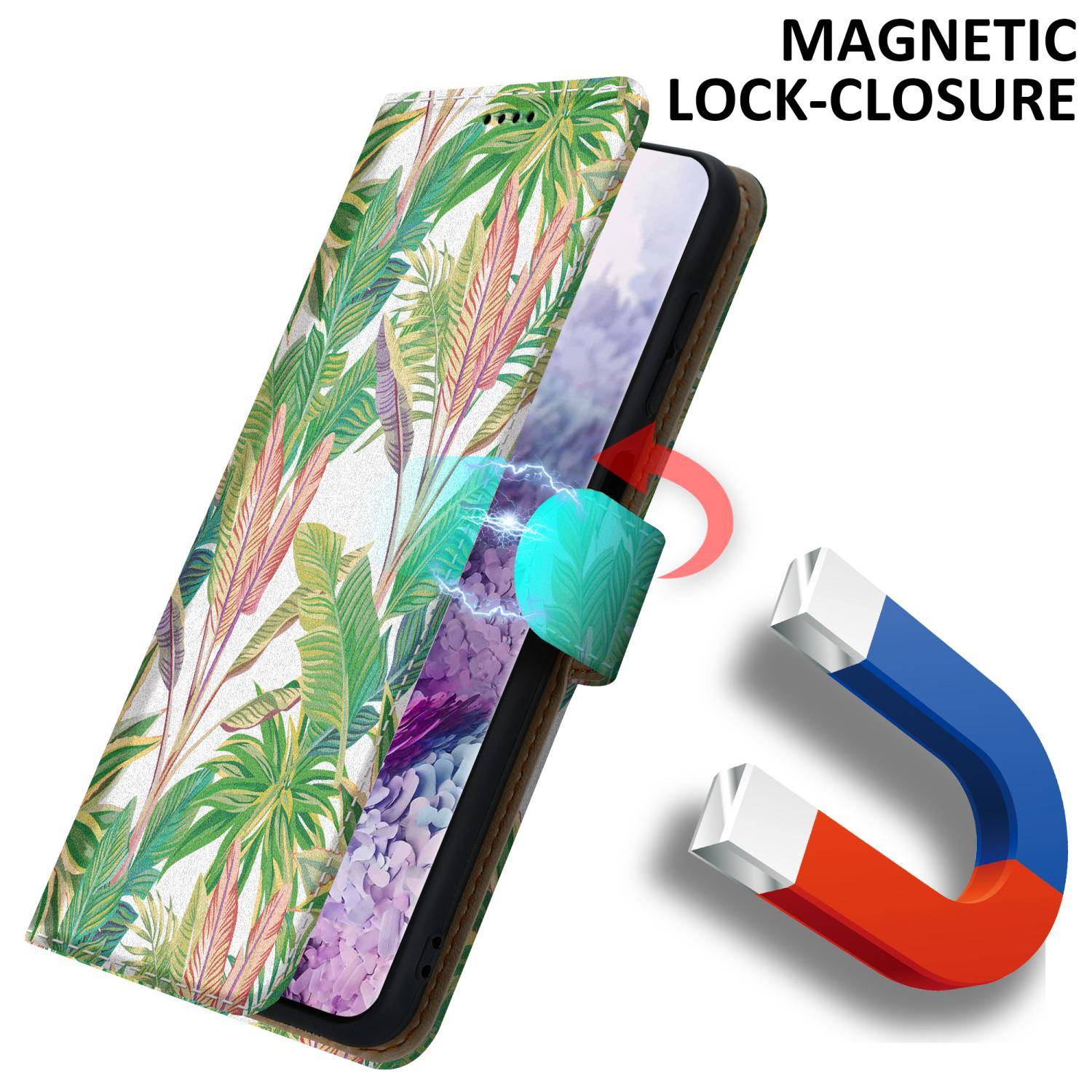 Cadorabo Schutzhülle für Samsung Galaxy S20 Hülle Design Grün Handyhülle Schutzhülle Etui Magnetisch Case Cover-2