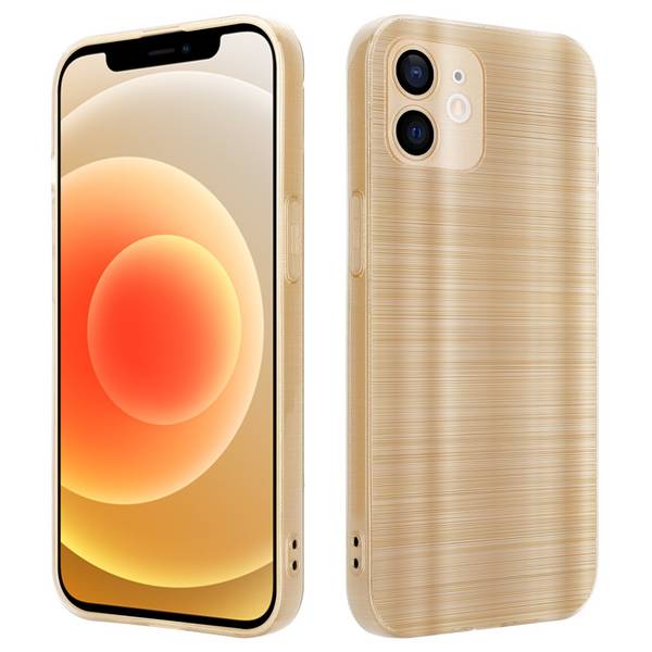 Cadorabo Hülle für Apple iPhone 12 Schutz Hülle in Gold Handyhülle TPU Silikon Etui Case