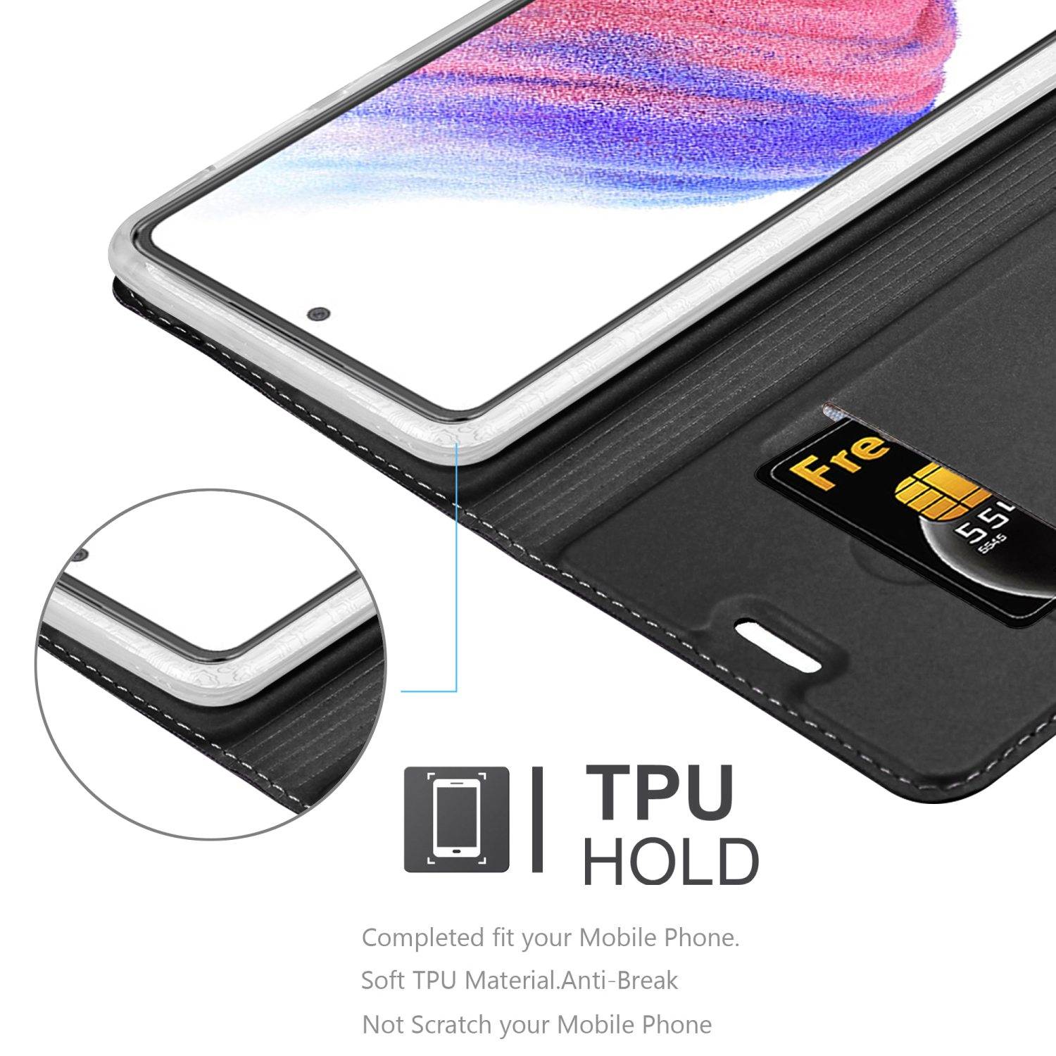 Cadorabo Handyhülle für Samsung Galaxy A53 5G Schutz Hülle in Schwarz Cover Etui Book Case Booklet-4