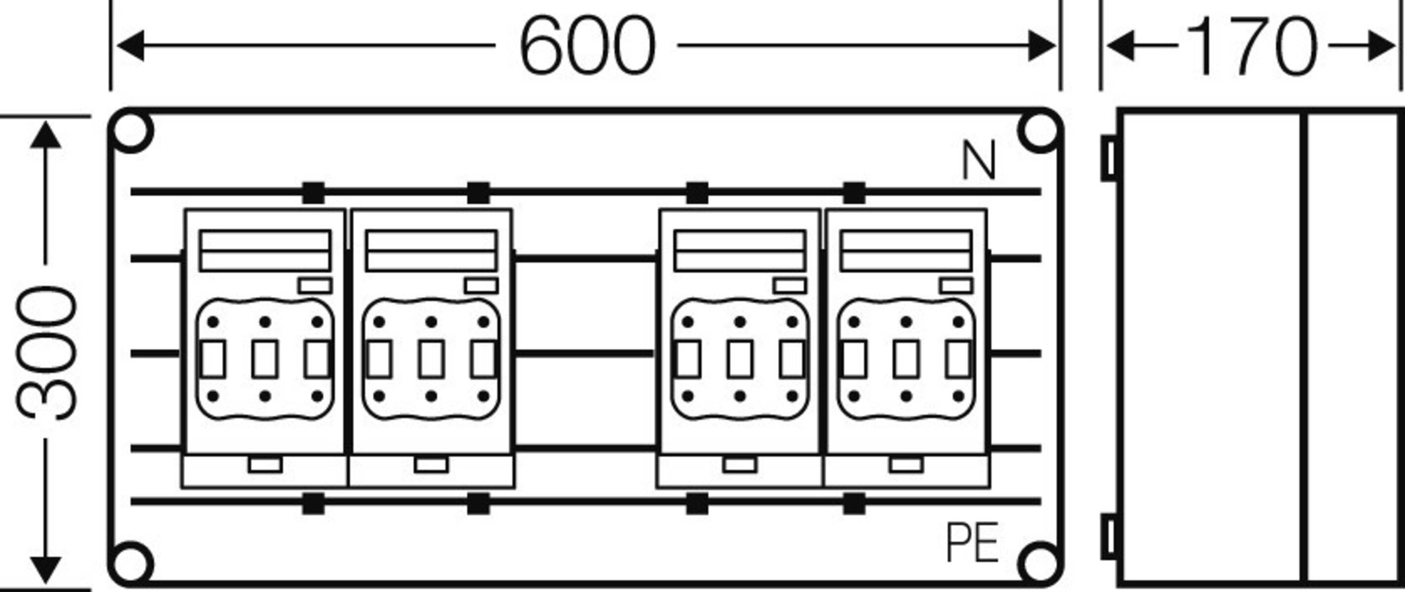 Hensel NH-Sicher.-lasttrenngehäu 4xNH00 3polig 400A Mi 6466-1