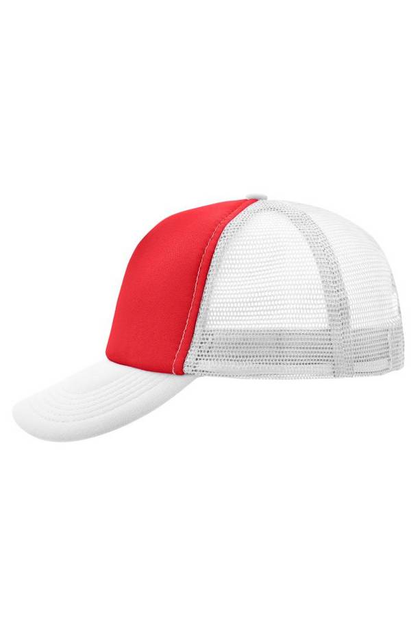 5 Panel Polyester Mesh Cap Trendiges 5 Panel Mesh Cap in zahlreichen Farbvarianten weiß/rot, Gr. one size