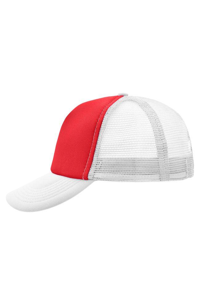 5 Panel Polyester Mesh Cap Trendiges 5 Panel Mesh Cap in zahlreichen Farbvarianten weiß/rot, Gr. one size-0