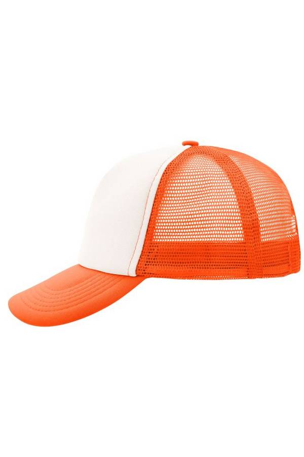 5 Panel Polyester Mesh Cap Trendiges 5 Panel Mesh Cap in zahlreichen Farbvarianten weiß/orange/neon, Gr. one size