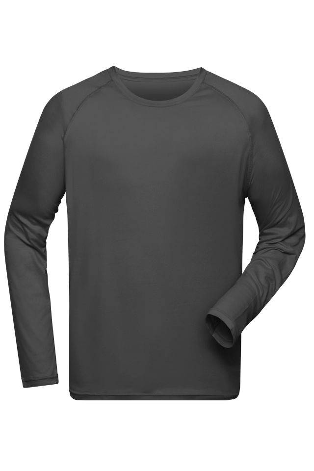 Men's Sports Shirt Long-Sleeved Langarm Funktionsshirt aus recyceltem Polyester für Sport und Fitness grau, Gr. L-0