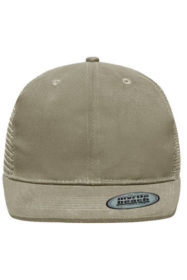 6 Panel Flat Peak Cap 6 Panel Mesh Cap mit flachem Schild braun, Gr. one size