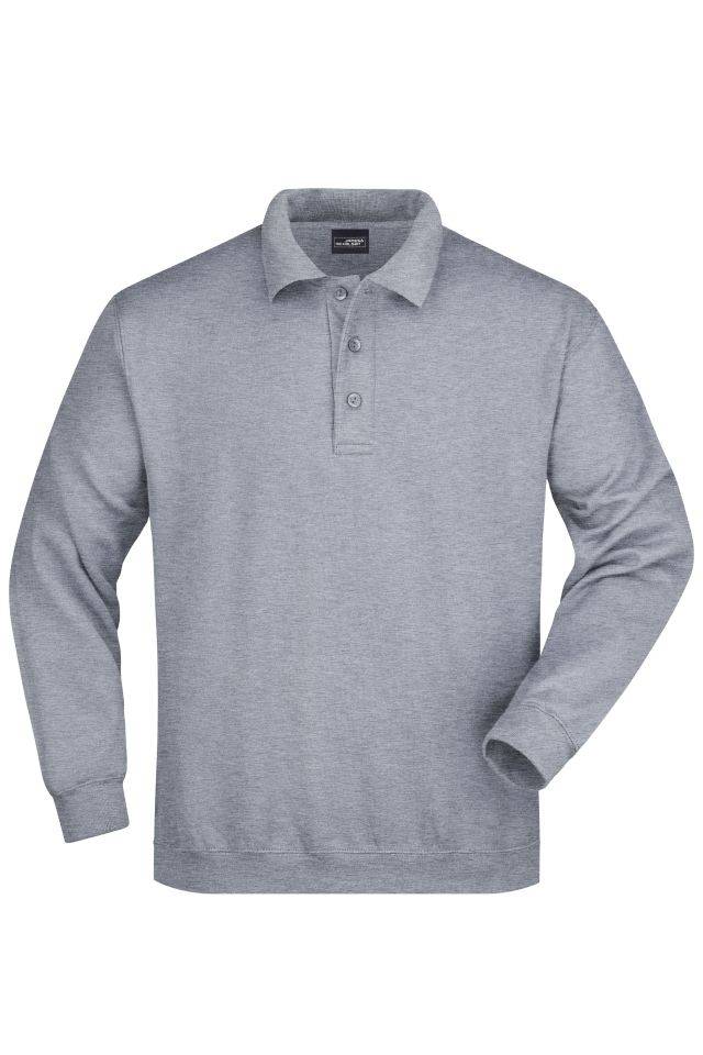 Polo-Sweat Heavy Klassisches Komfort Polo-Sweatshirt grau, Gr. XL-0