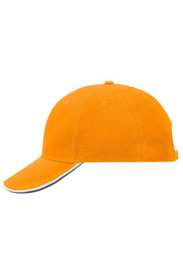 6 Panel Double Sandwich Cap 6 Panel Cap mit doppeltem Sandwich weiß/blau/orange, Gr. one size