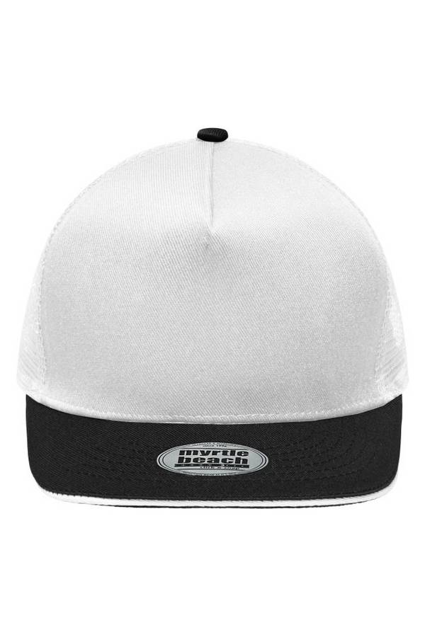 Pro Cap Mesh 5 Panel Stylische Mesh Cap mit Sandwich weiß/schwarz, Gr. one size