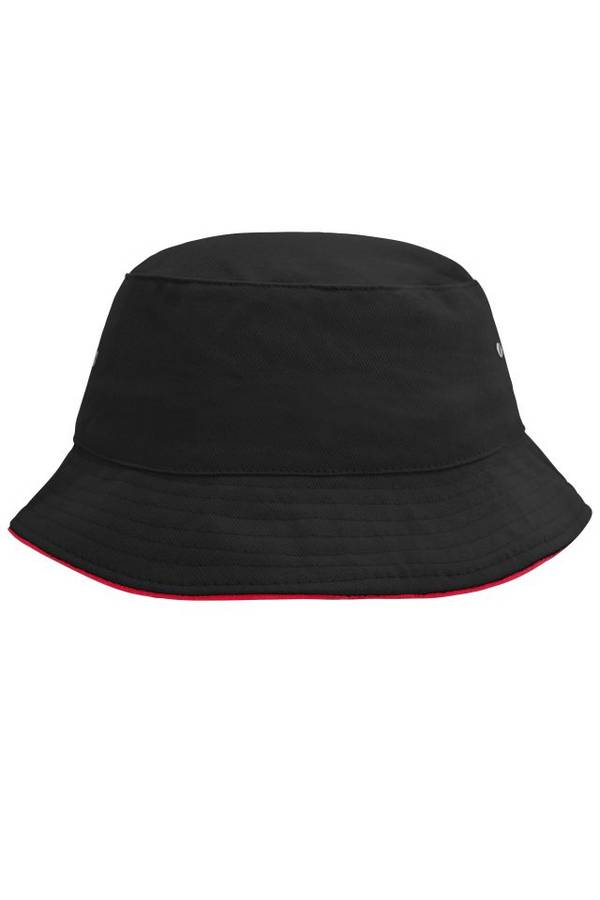 Fisherman Piping Hat Trendiger Hut aus weicher Baumwolle schwarz/rot, Gr. L/XL