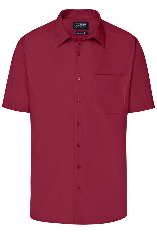 Men's Business Shirt Short-Sleeved Klassisches Shirt aus strapazierfähigem Mischgewebe rot/weinrot, Gr. 4XL-0