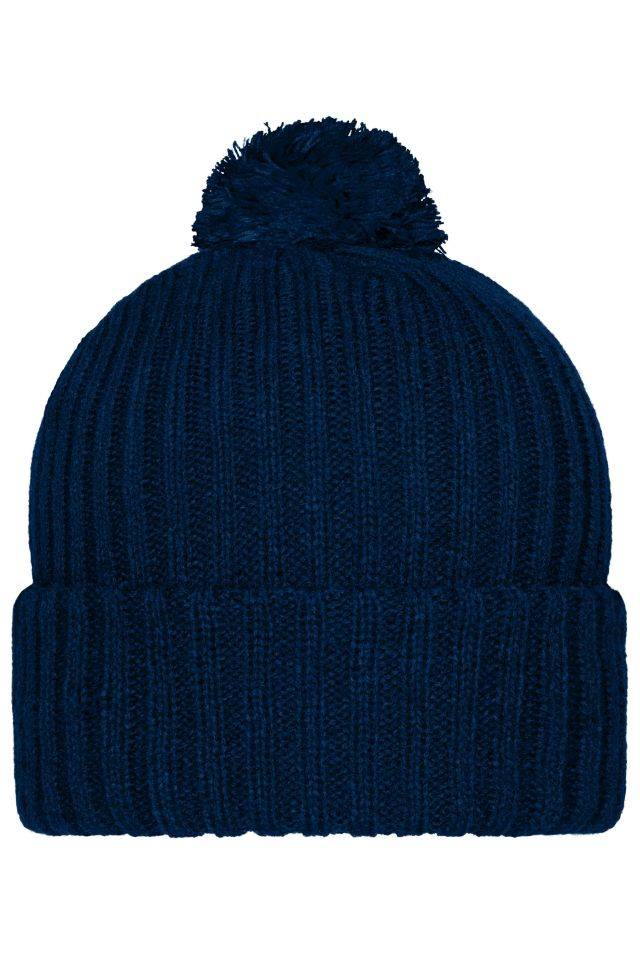 Knitted Cap with Pompon Trendige Pomponmütze in vielen Farben blau, Gr. one size-0