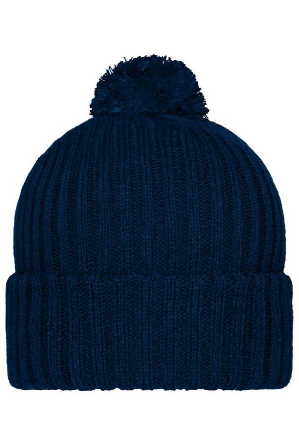 Knitted Cap with Pompon Trendige Pomponmütze in vielen Farben blau, Gr. one size