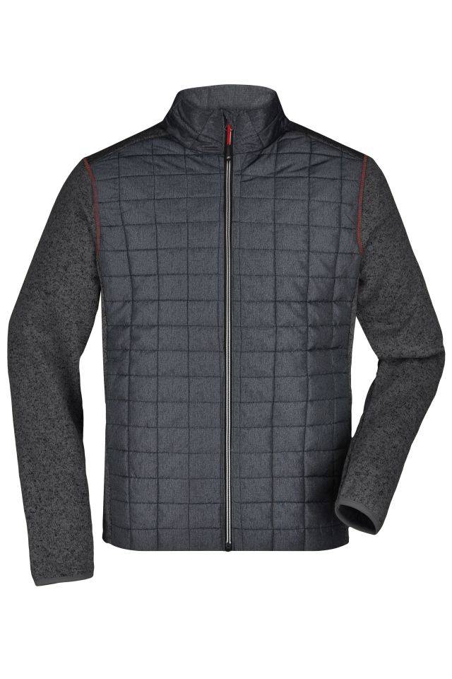 Men's Knitted Hybrid Jacket Strickfleecejacke im stylischen Materialmix grau, Gr. XXL