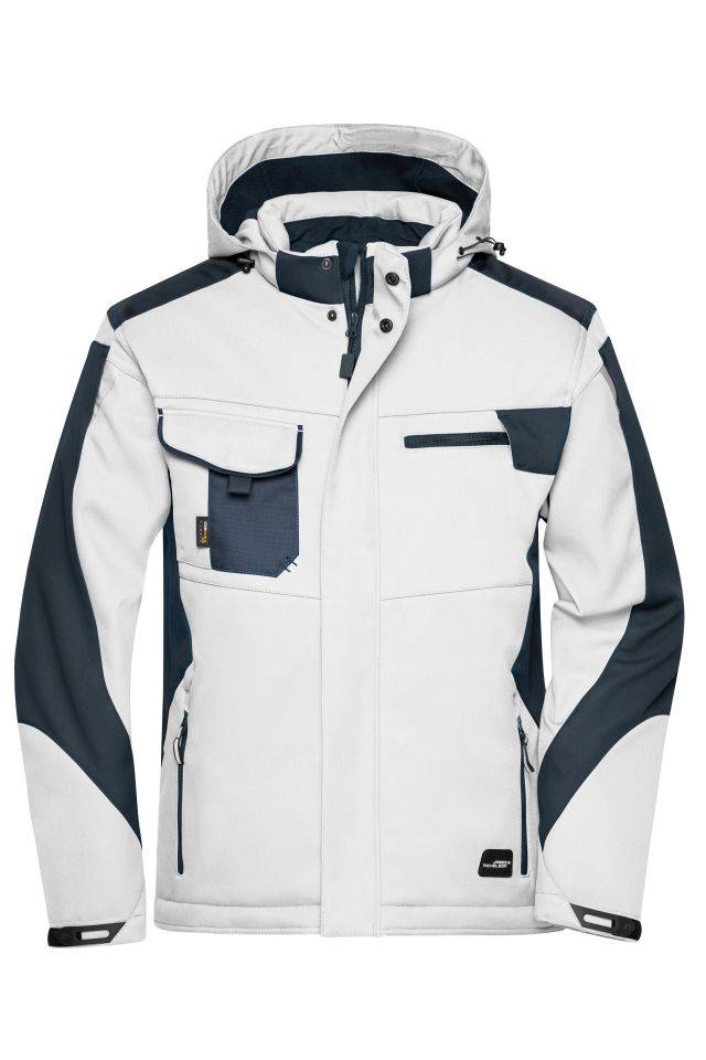 Craftsmen Softshell Jacket - STRONG - Professionelle Softshelljacke mit warmem Innenfutter weiß/grau, Gr. 5XL-0