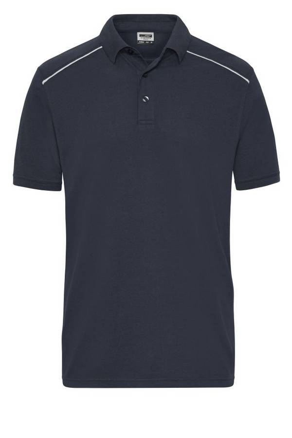Men's  Workwear Polo - SOLID - Strapazierfähiges und pflegeleichtes Polo mit Kontrastpaspel blau, Gr. S