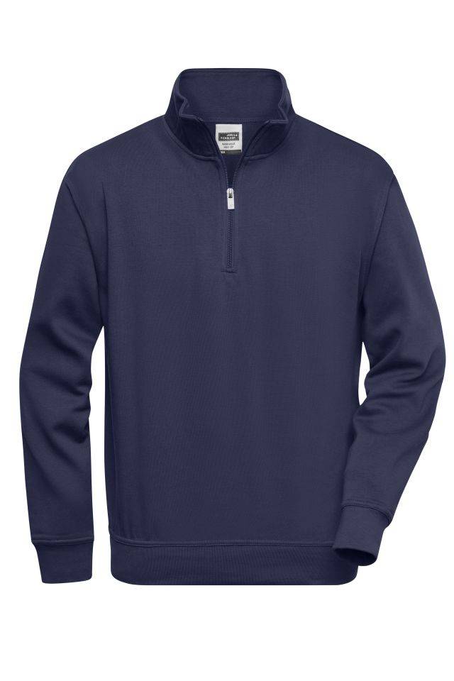 Workwear Half Zip Sweat Sweatshirt mit Stehkragen und Reißverschluss blau, Gr. XS-0