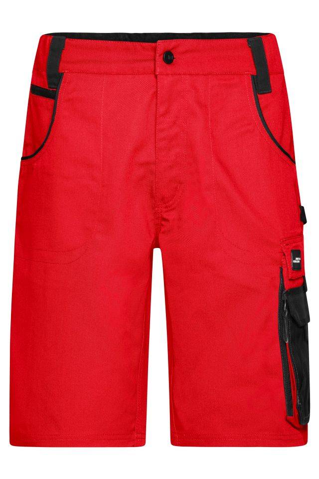 Workwear Bermudas - STRONG - Spezialisierte Arbeitsshorts mit funktionellen Details schwarz/rot, Gr. 58