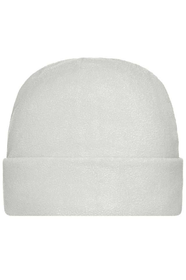 Microfleece Cap Wärmende Fleece Mütze mit breitem Umschlag weiß, Gr. M/L-0