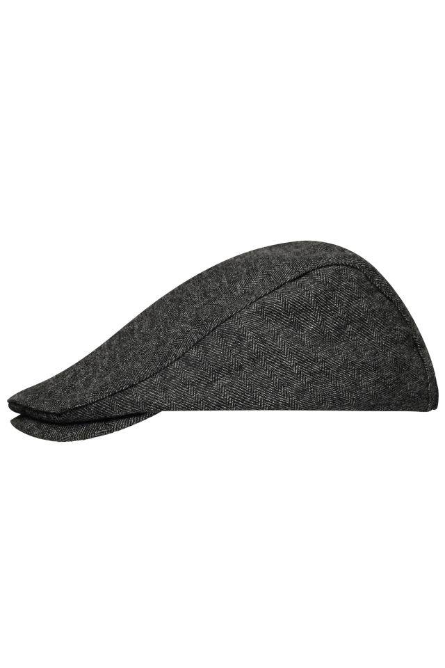 Dandy Cap Flache Mütze mit verdeckt genähtem Schild schwarz/grau, Gr. one size-0