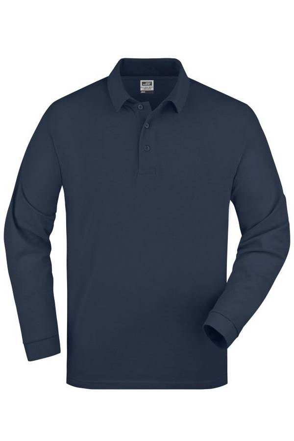 Polo-Piqué Long-Sleeved Klassisches Langarm Polo blau, Gr. L