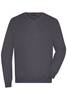 Men's V-Neck Pullover Klassischer Baumwoll-Pullover grau/schwarz, Gr. L