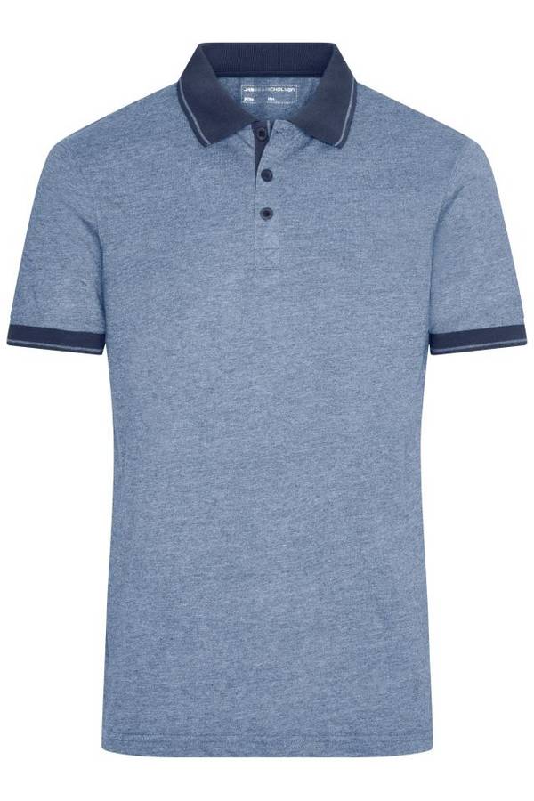 Men's Heather Polo Melange Polo mit modischen Details blau, Gr. L