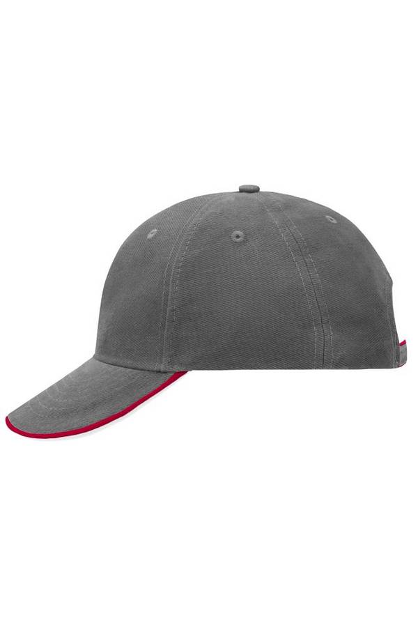 6 Panel Double Sandwich Cap 6 Panel Cap mit doppeltem Sandwich weiß/rot/grau, Gr. one size