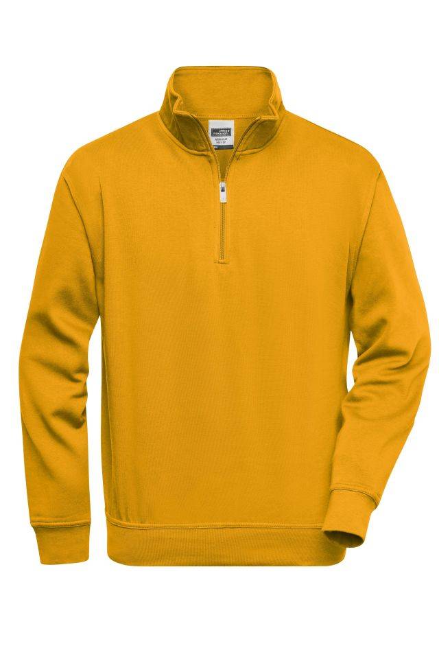 Workwear Half Zip Sweat Sweatshirt mit Stehkragen und Reißverschluss gelb, Gr. 5XL-0