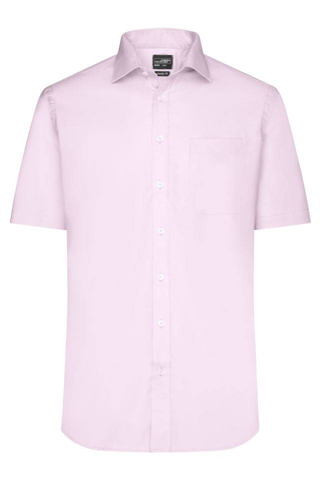Men's Shirt Shortsleeve Micro-Twill Klassisches Shirt in pflegeleichter Baumwollqualität pink, Gr. 4XL-0