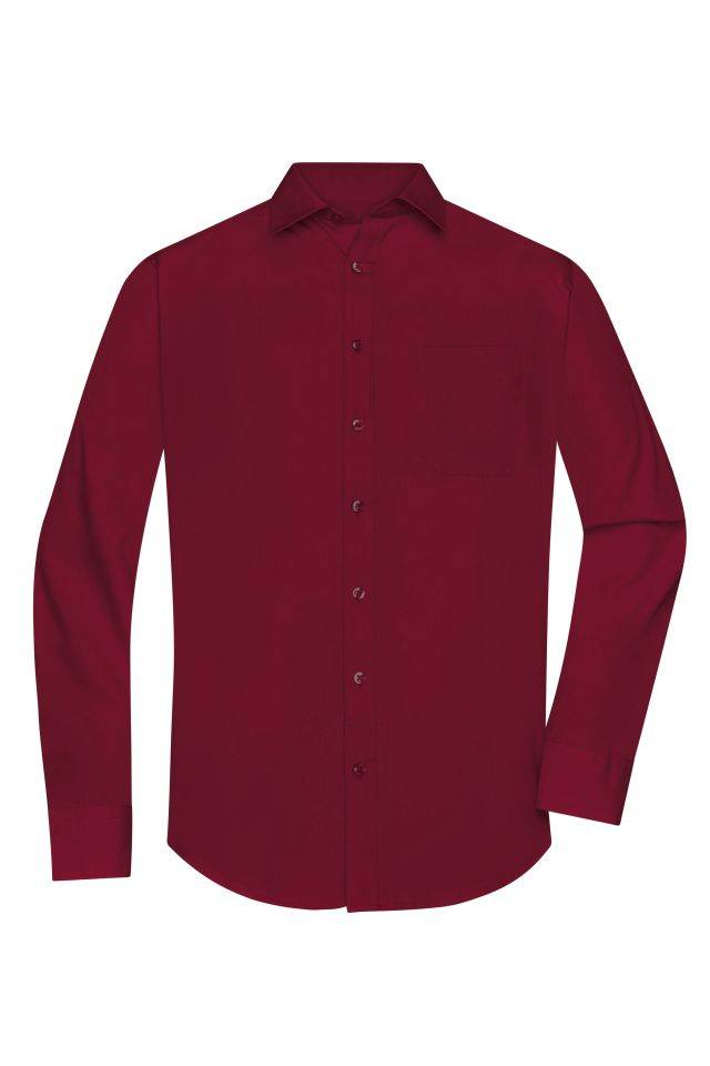 Men's Shirt Longsleeve Poplin Klassisches Shirt aus pflegeleichtem Mischgewebe rot/weinrot, Gr. XXL-0