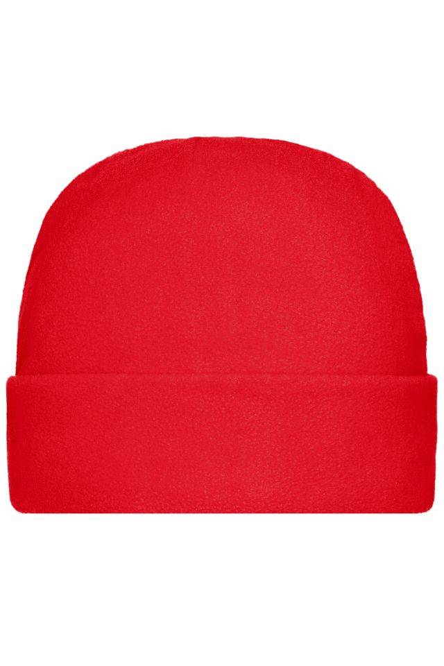 Microfleece Cap Wärmende Fleece Mütze mit breitem Umschlag rot, Gr. M/L-0