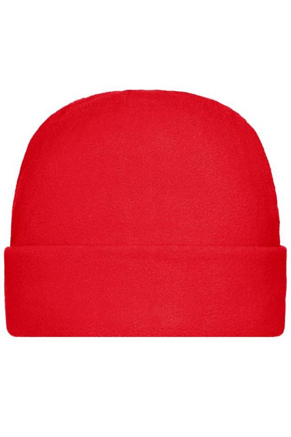 Microfleece Cap Wärmende Fleece Mütze mit breitem Umschlag rot, Gr. M/L