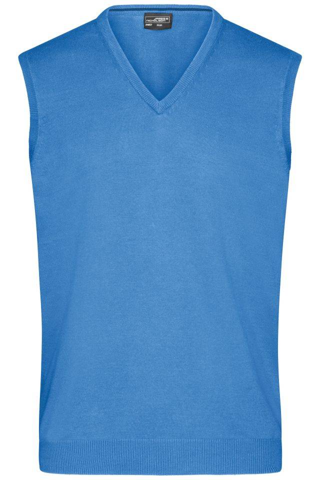 Men's V-Neck Pullunder Klassischer Baumwoll-Pullunder blau, Gr. M